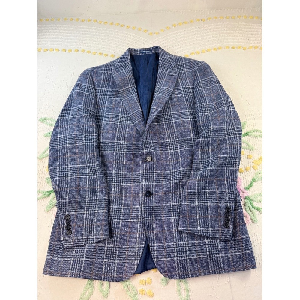 Hart Schaffner‎ Marx Men's Custom Tailored Blue Plaid Blazer Sport Coat Xl
